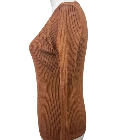 White House Black Market Brown V-Neck Sweater - Picture 5 of 10